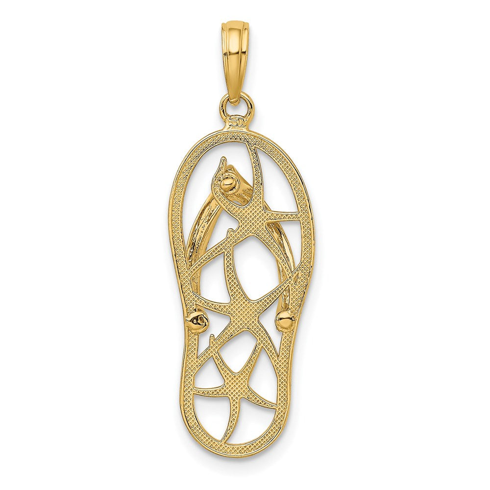 14K Gelbgold Mehrfarbiger Seestern-Flip-Flop-Charm