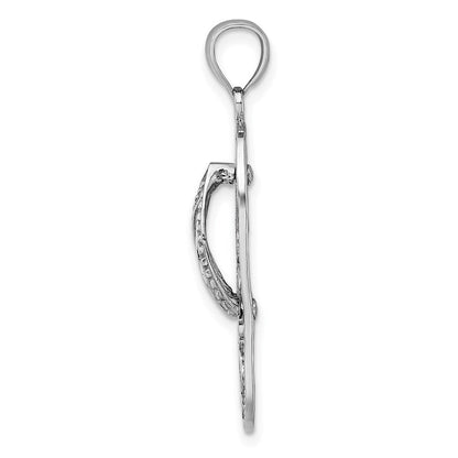 14K Weißgold Dreifach-Schildkröte-Flip-Flop-Charm