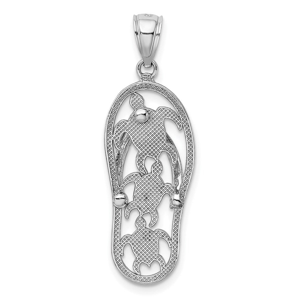 14K Weißgold Dreifach-Schildkröte-Flip-Flop-Charm