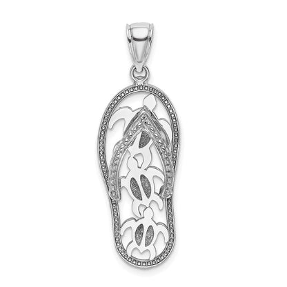 14K Weißgold Dreifach-Schildkröte-Flip-Flop-Charm