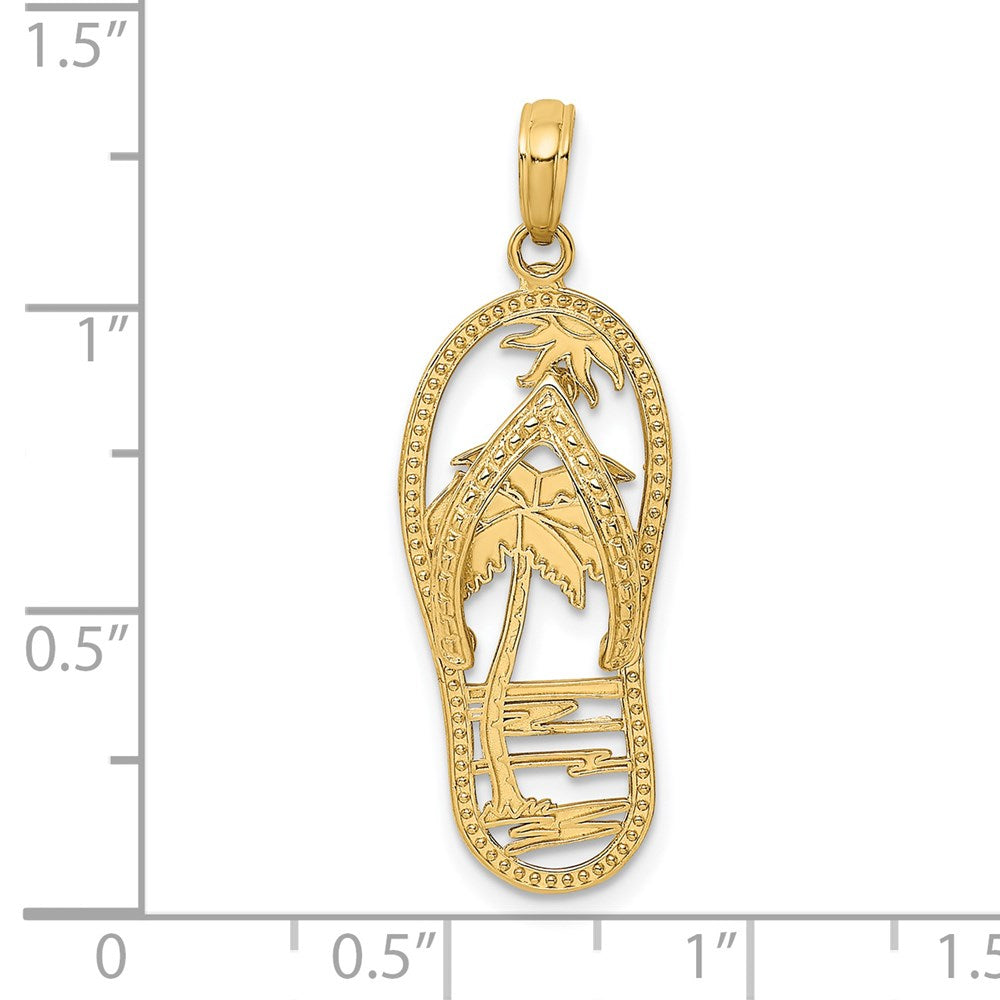 14K Gelbgold Palme Flip-Flop Charm