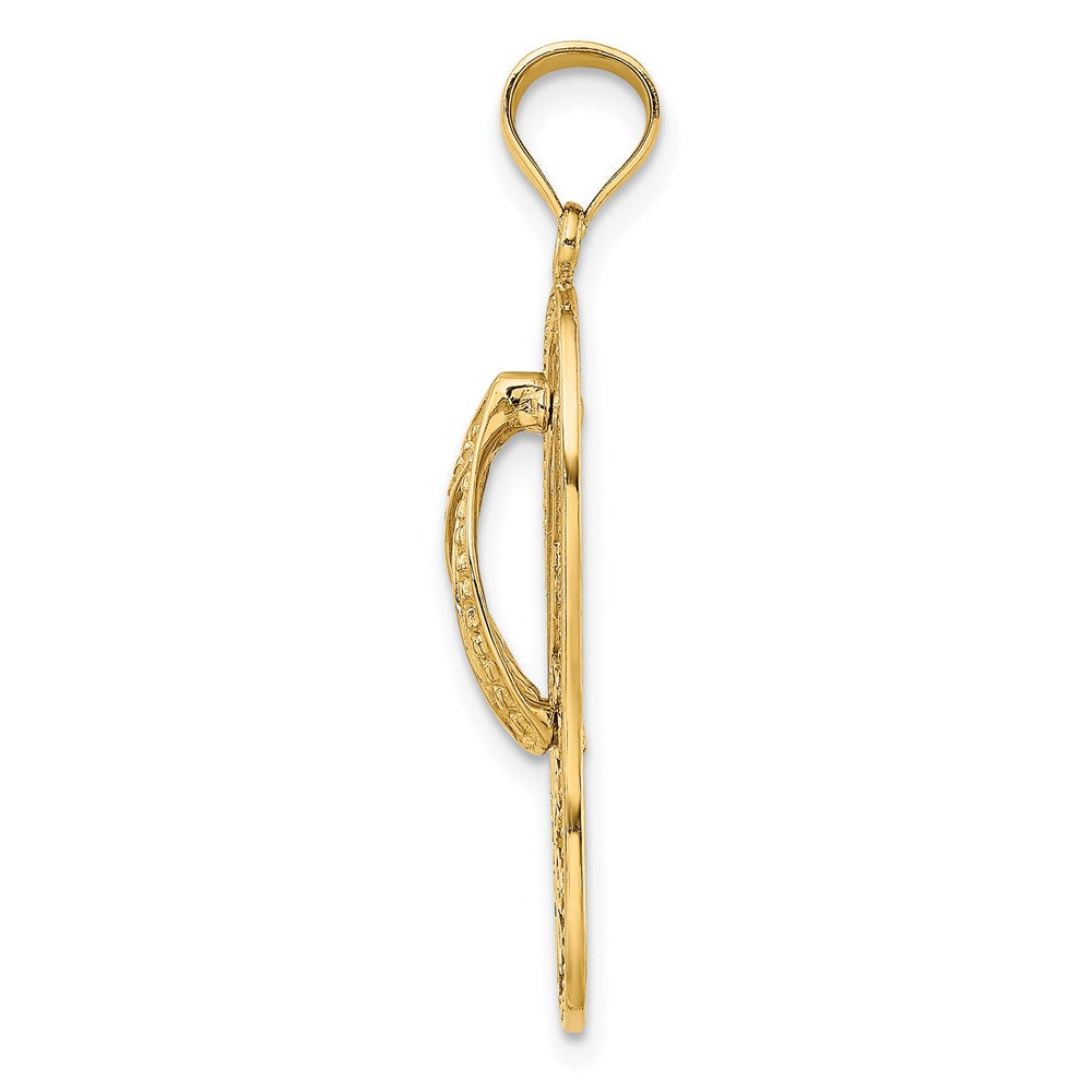 14K Gelbgold Polierter Delfin-Flip-Flop-Charm