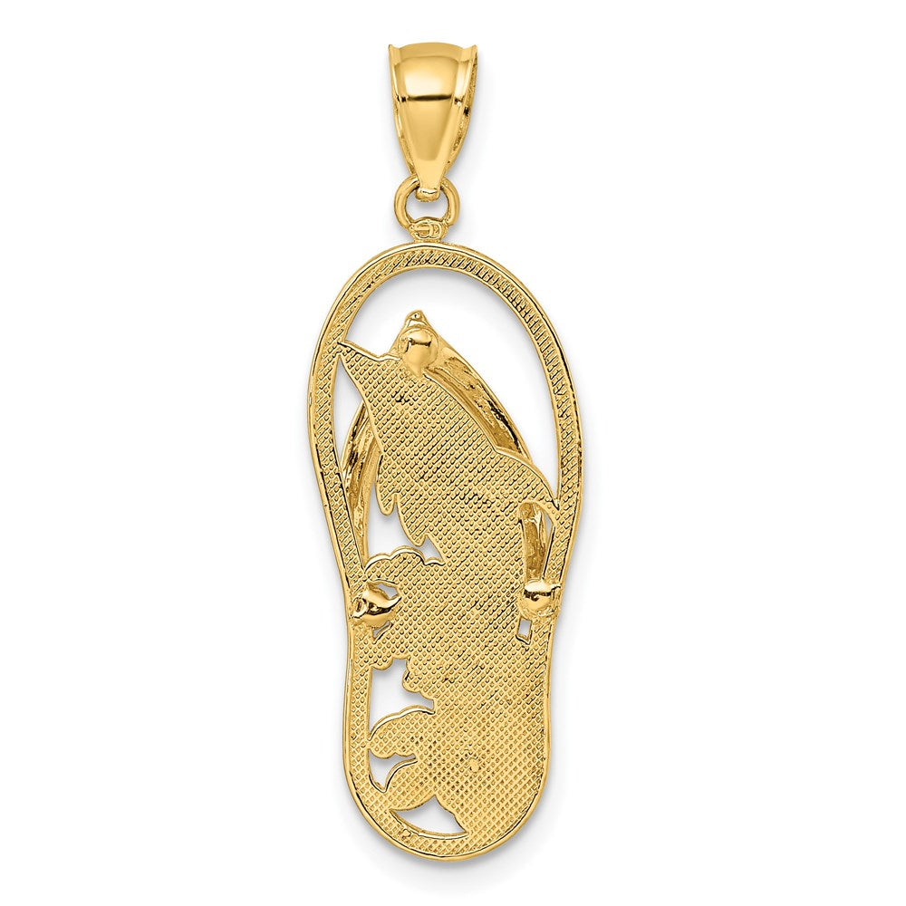14K Gelbgold Polierter Delfin-Flip-Flop-Charm