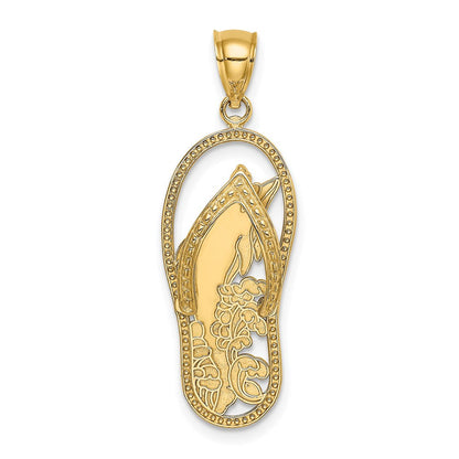 14K Gelbgold Polierter Delfin-Flip-Flop-Charm