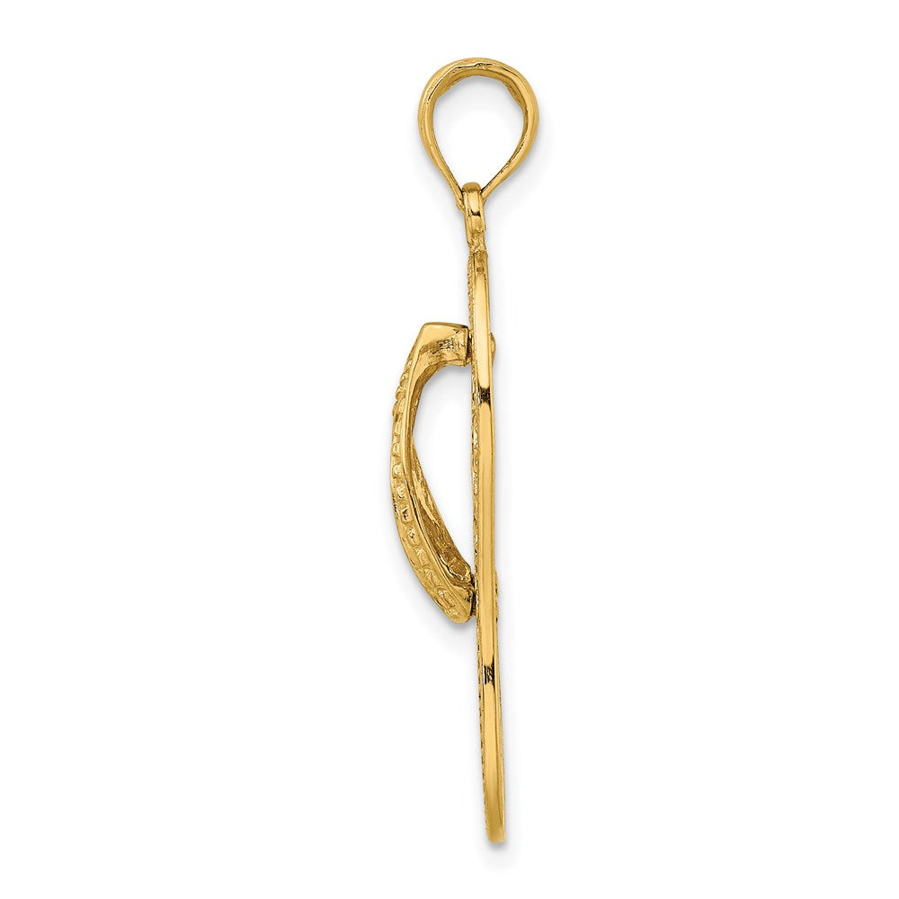 14K Gelbgold Polierter Multi-Blumen-Flip-Flop-Charm