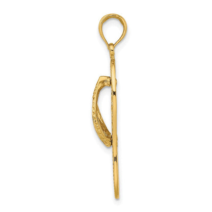 14K Gelbgold Polierter Multi-Blumen-Flip-Flop-Charm