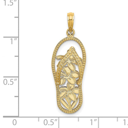 14K Gelbgold Polierter Multi-Blumen-Flip-Flop-Charm