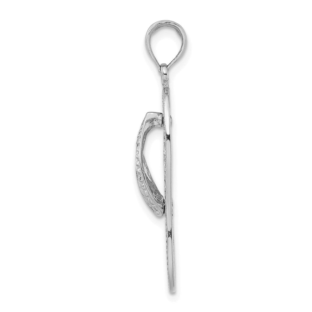 14K Weißgold Polierter Multi-Blumen-Flip-Flop-Charm