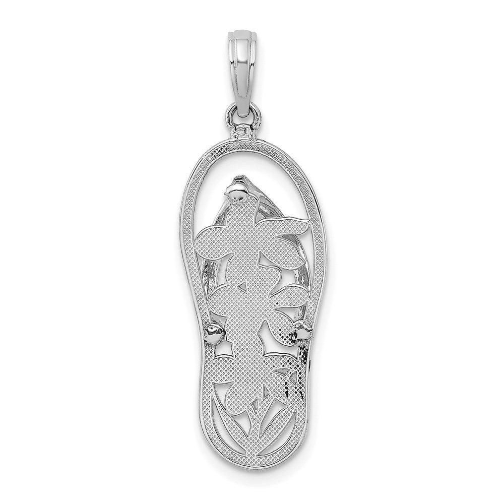 14K Weißgold Polierter Multi-Blumen-Flip-Flop-Charm