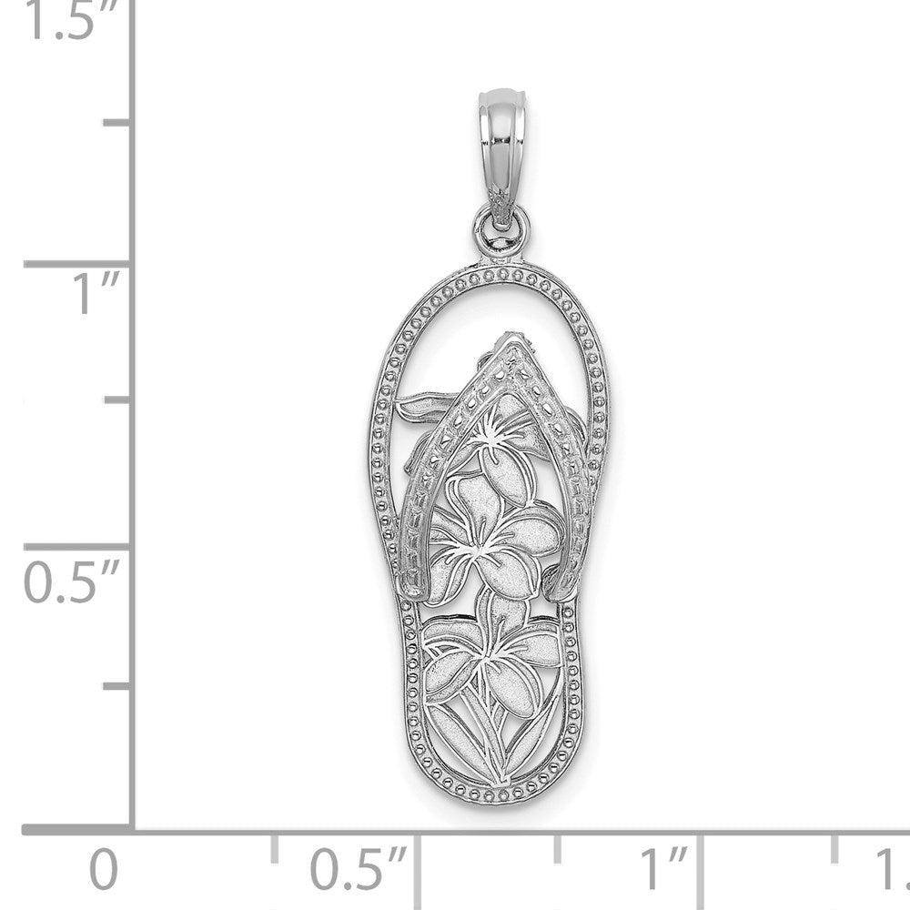 14K Weißgold Polierter Multi-Blumen-Flip-Flop-Charm
