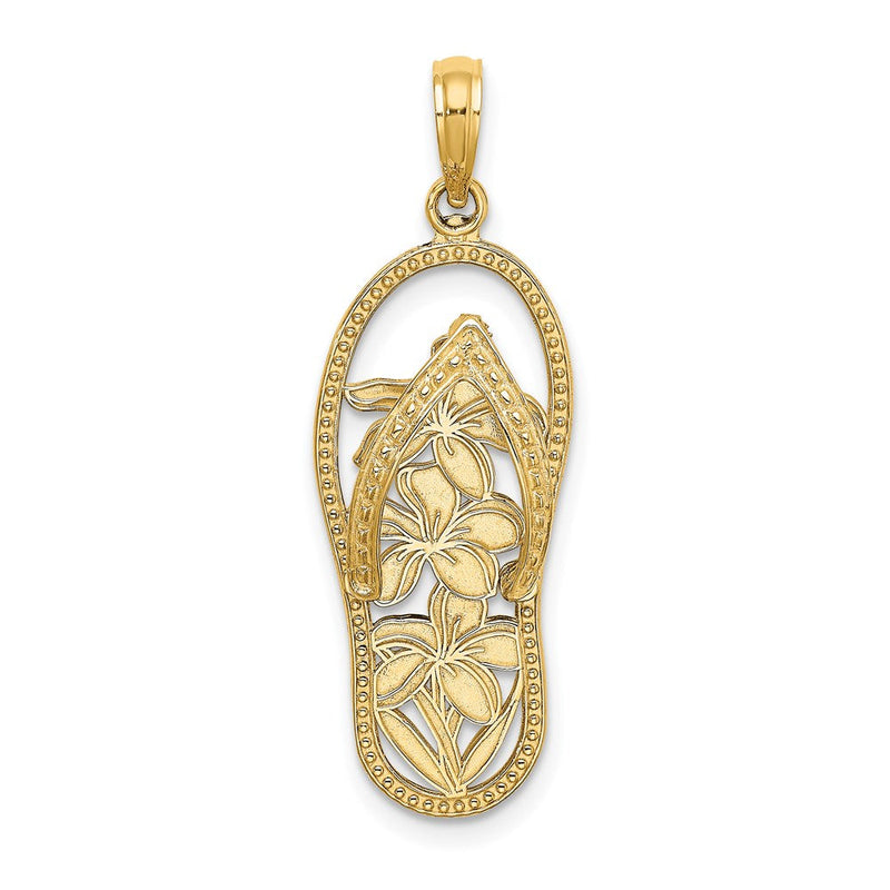 14K Gelbgold Polierter Multi-Blumen-Flip-Flop-Charm