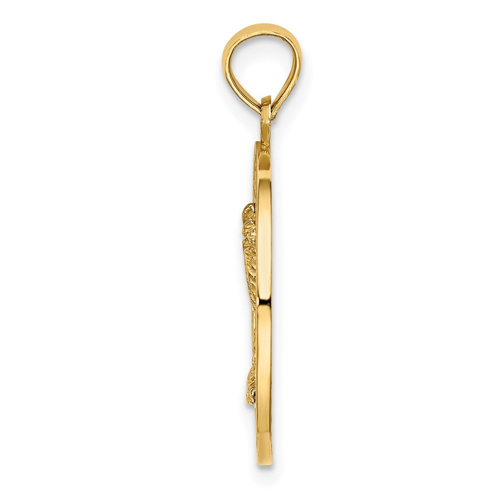 14K Gelbgold TURKS UND CAICOS Charm mit Palme im Kreis