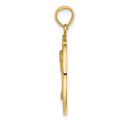 14K Gelbgold TURKS UND CAICOS Charm mit Palme im Kreis