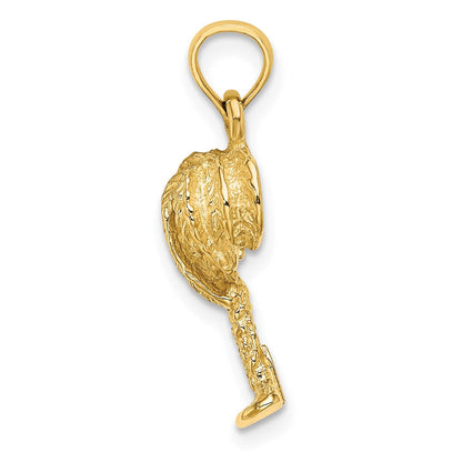 14K Gelbgold 2-D texturierter Palmenbaum-Charm