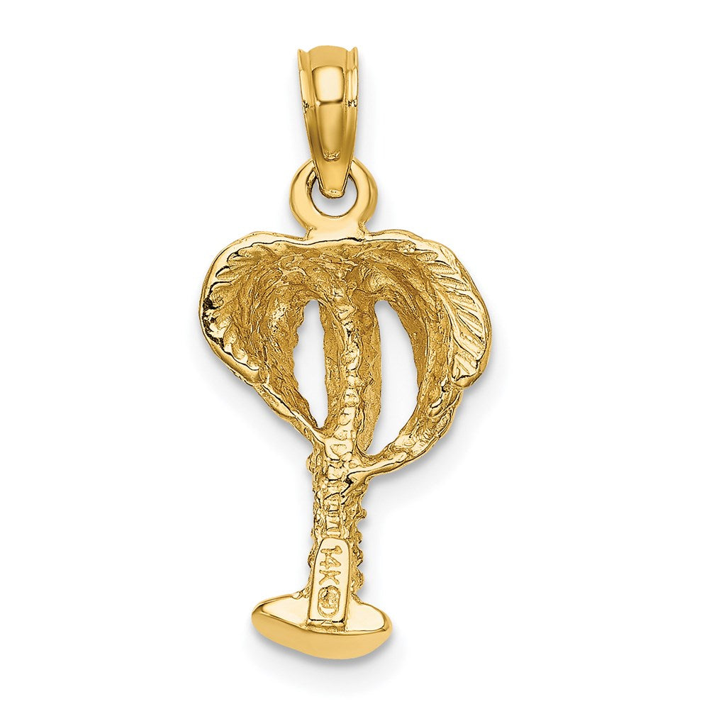 14K Gelbgold 2-D texturierter Palmenbaum-Charm