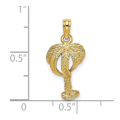 14K Gelbgold 2-D texturierter Palmenbaum-Charm