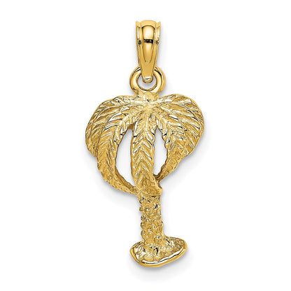 14K Gelbgold 2-D texturierter Palmenbaum-Charm