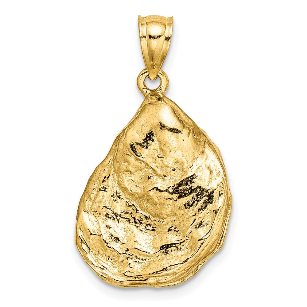 14K Gelbgold 3-D texturierter Austernschalen-Charm