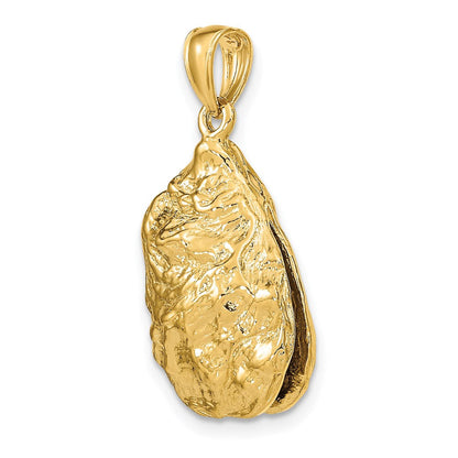 14K Gelbgold 3-D texturierter Austernschalen-Charm
