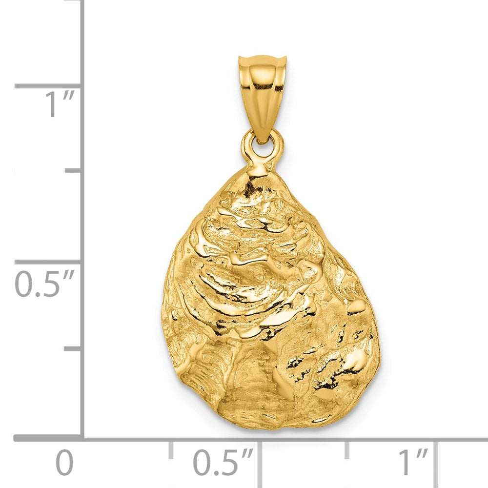 14K Gelbgold 3-D texturierter Austernschalen-Charm