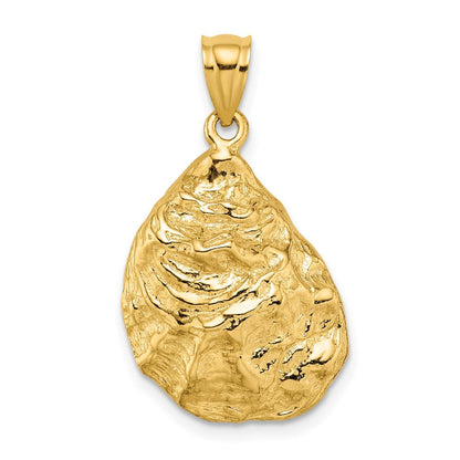 14K Gelbgold 3-D texturierter Austernschalen-Charm