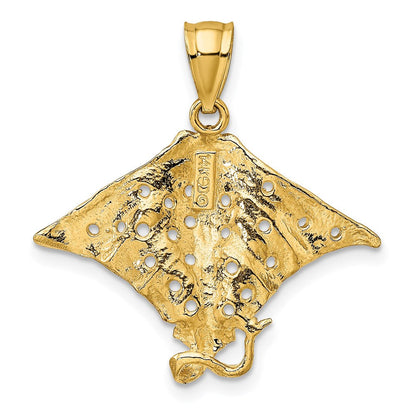 14K Gelbgold Charm Gefleckter Adlerrochen mit Löchern