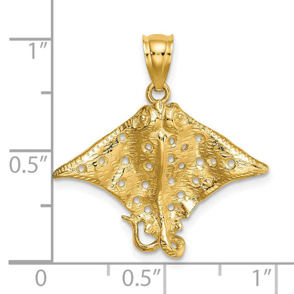 14K Gelbgold Charm Gefleckter Adlerrochen mit Löchern