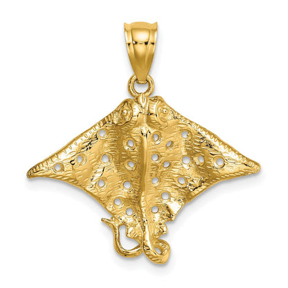 14K Gelbgold Charm Gefleckter Adlerrochen mit Löchern