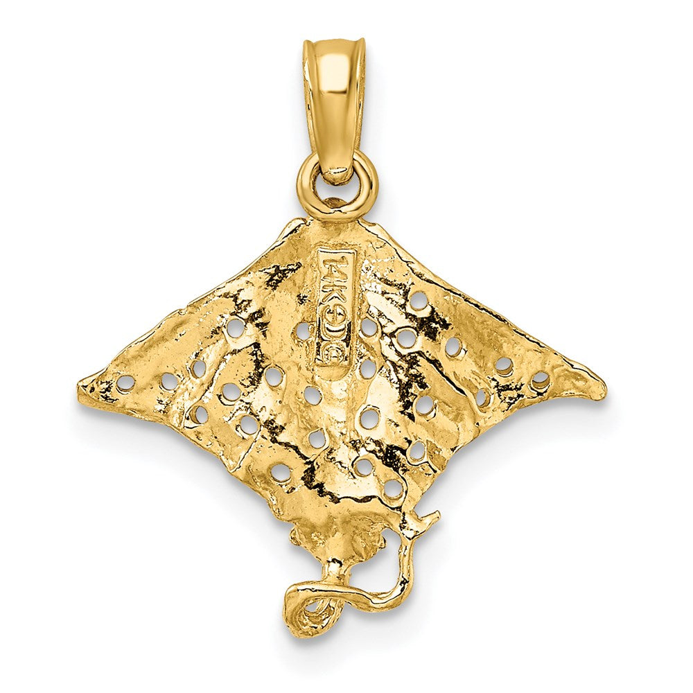 14K Gelbgold Spotted Adler Ray mit Holes Charm