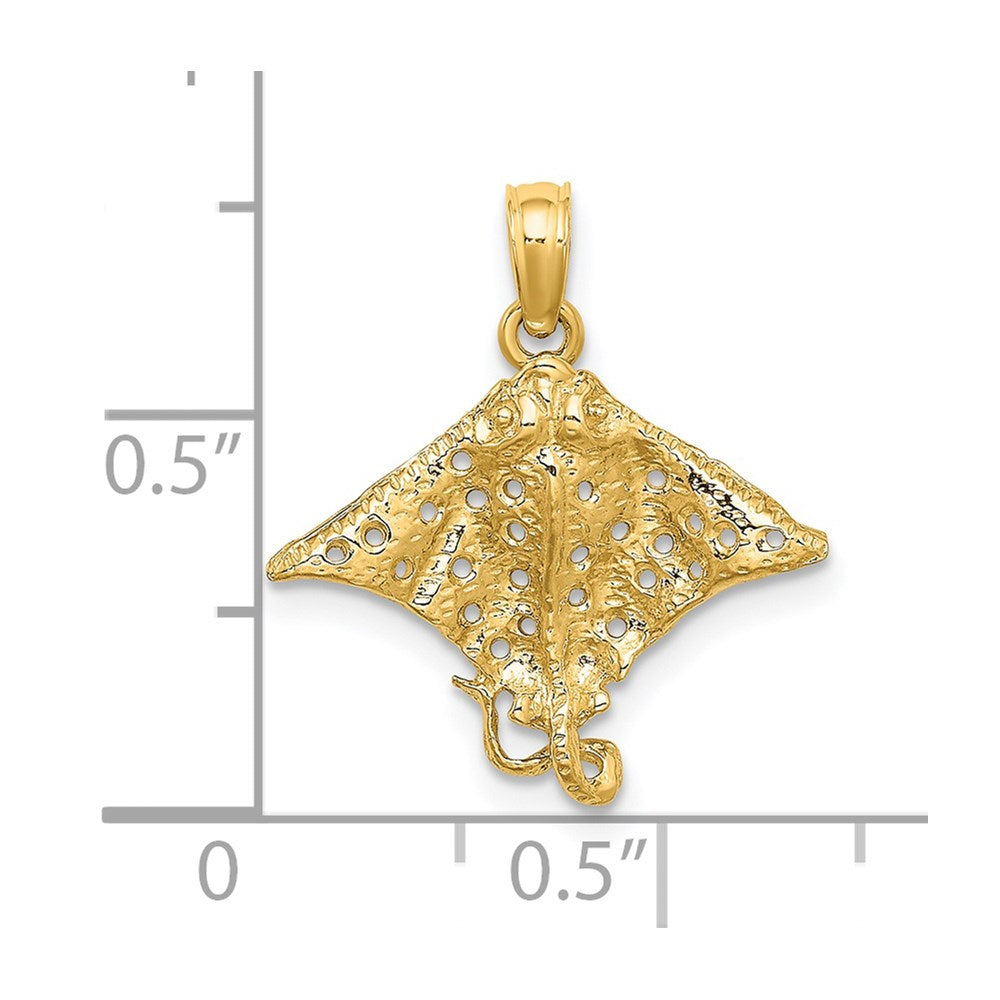 14K Gelbgold Spotted Adler Ray mit Holes Charm