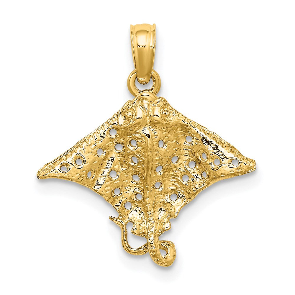 14K Gelbgold Spotted Adler Ray mit Holes Charm