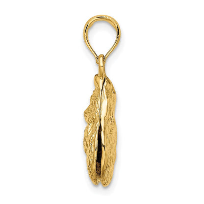 14K Gelbgold 3-D strukturierter Austernschalen-Charm