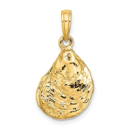 14K Gelbgold 3-D strukturierter Austernschalen-Charm