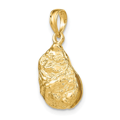 14K Gelbgold 3-D strukturierter Austernschalen-Charm