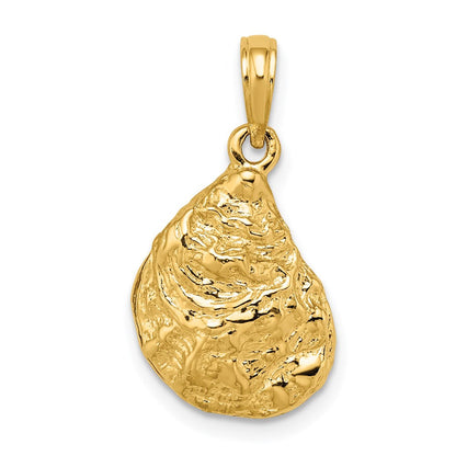 14K Gelbgold 3-D strukturierter Austernschalen-Charm