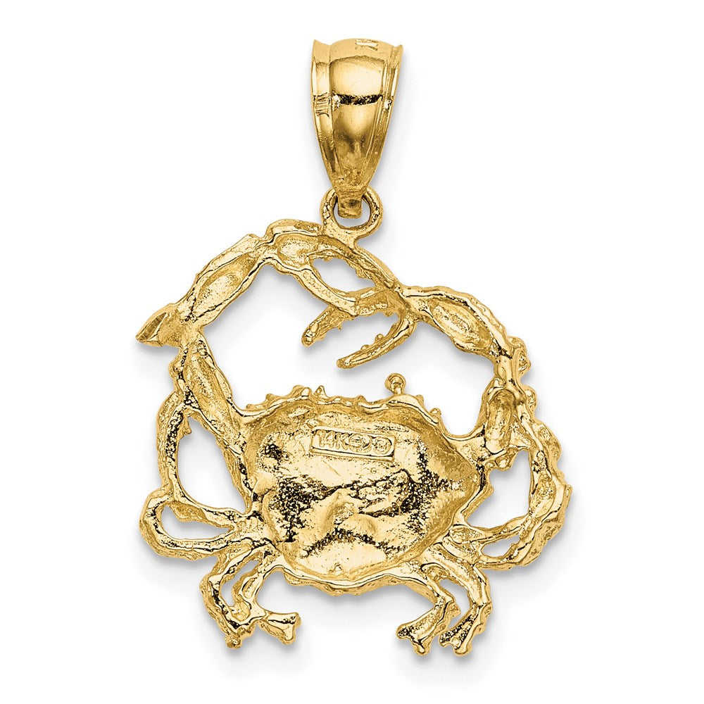 14K Gelbgold Krebs-Charm mit strukturierter Oberfläche