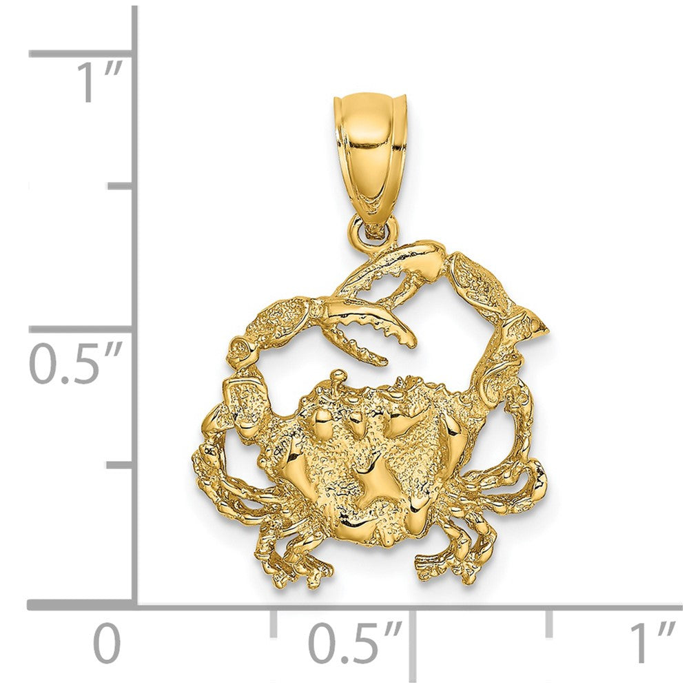 14K Gelbgold Krebs-Charm mit strukturierter Oberfläche