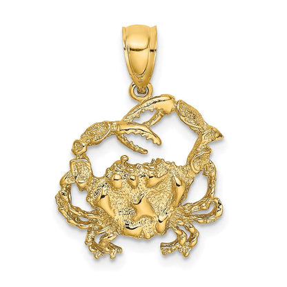 14K Gelbgold Krebs-Charm mit strukturierter Oberfläche