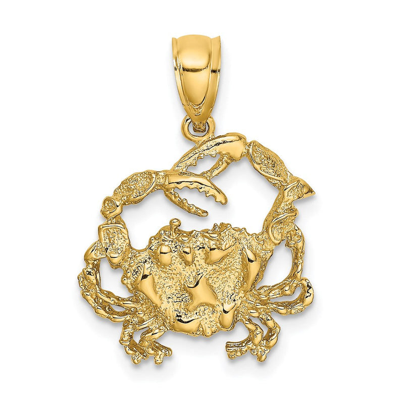 14K Gelbgold Krebs-Charm mit strukturierter Oberfläche