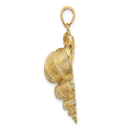 14K Gelbgold 2-D Kaurischnecken-Muschelcharm aus Edelmetall