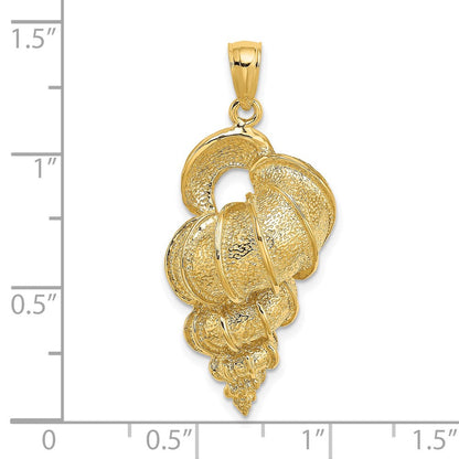 14K Gelbgold 2-D Kaurischnecken-Muschelcharm aus Edelmetall