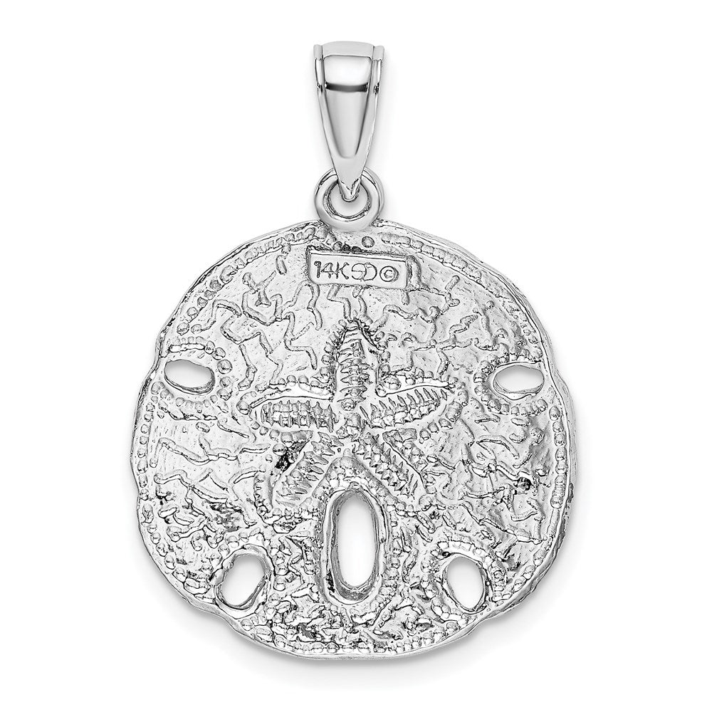 14K Weißgold Polierter Sanddollar-Charm