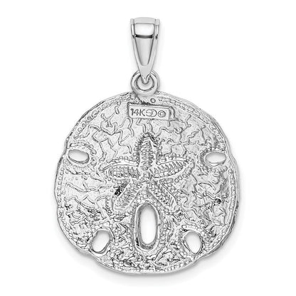 14K Weißgold Polierter Sanddollar-Charm