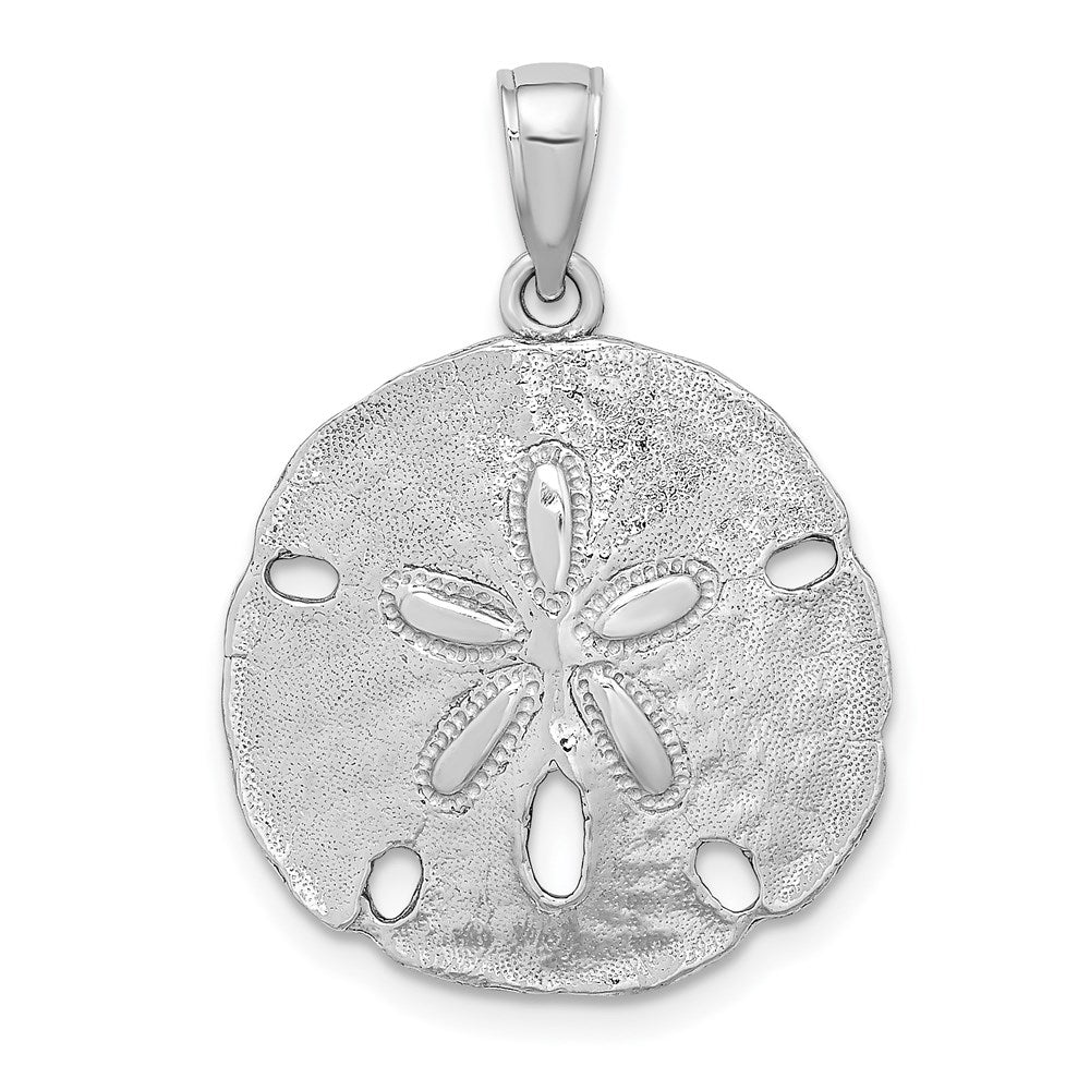 14K Weißgold Polierter Sanddollar-Charm