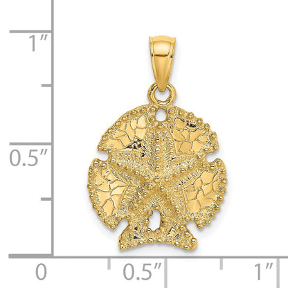 14K Gelbgold Seestern auf Sanddollar Charm