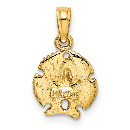14K Gelbgold Seestern auf Sand Dollar Anhänger