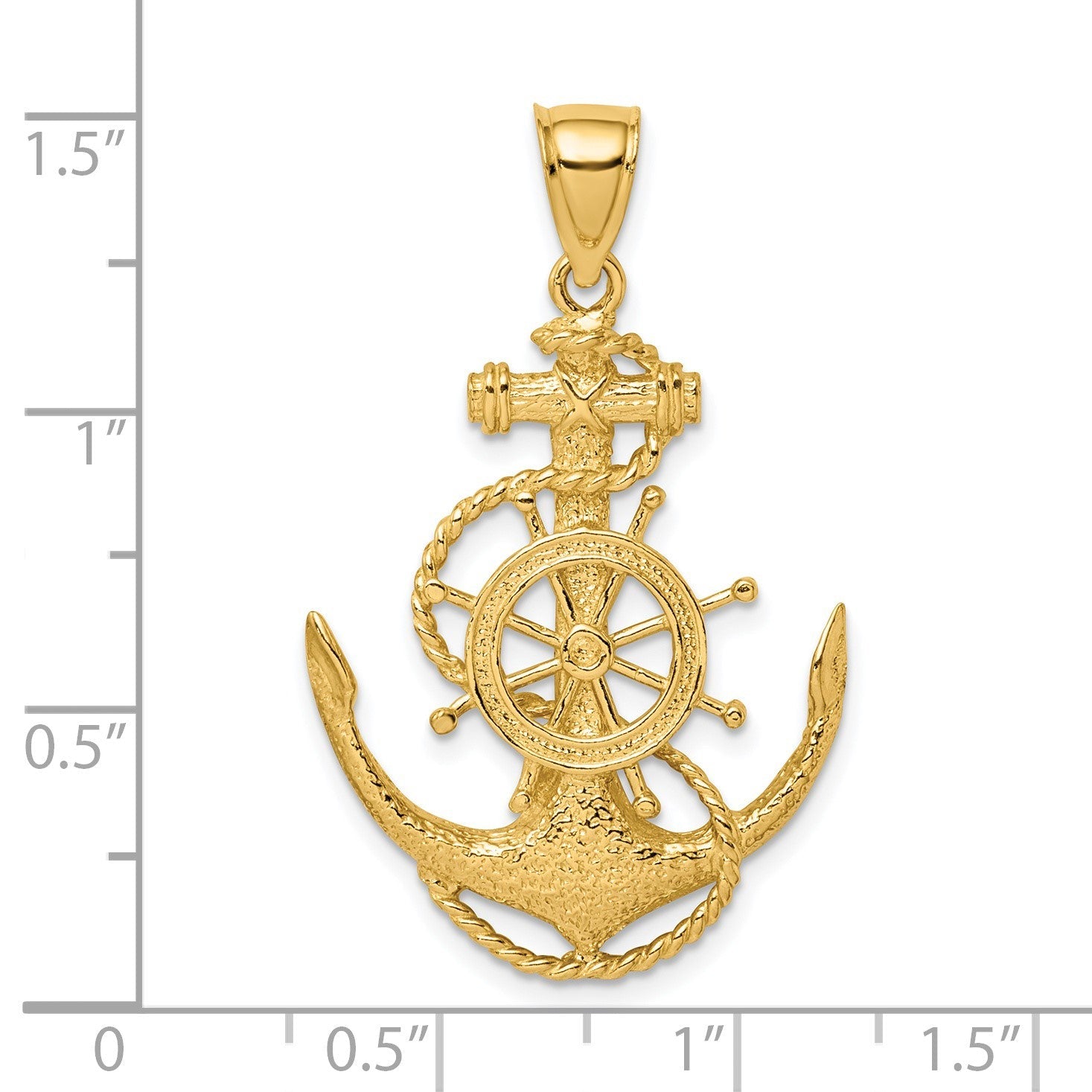 14K Gelbgold 2-D Anker und Rad Charm