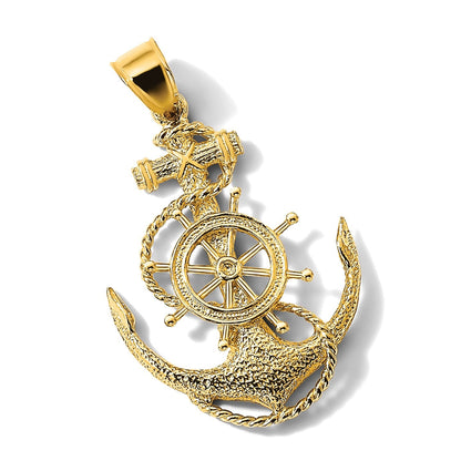 14K Gelbgold 2-D Anker und Rad Charm