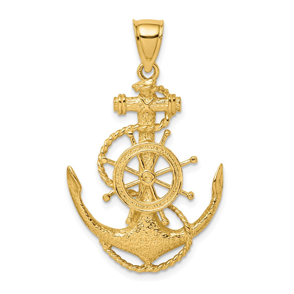 14K Gelbgold 2-D Anker und Rad Charm