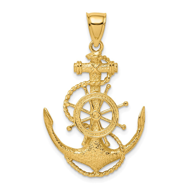 14K Gelbgold 2-D Anker und Rad Charm